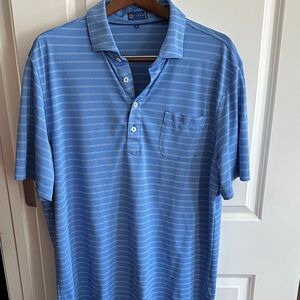 Men's Blue Striped Polo Shirt